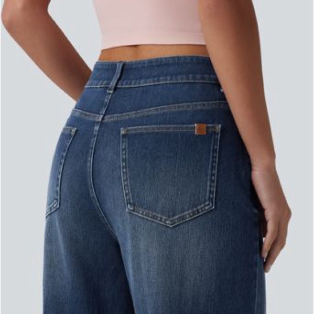 NWOT HalaraFlex Asymmetric mid-rise Jeans with pockets in Dark Blue Wash - Picture 5 of 10